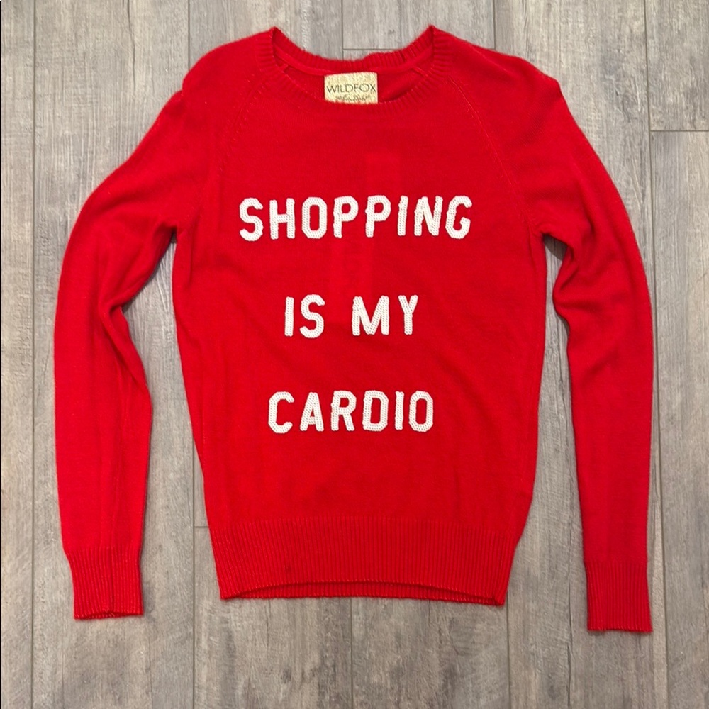 Wildfox Red and White Crew Neck Sweater Shopping Is My Cardio
